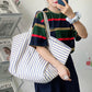 Large Capacity Striped Tote Bag