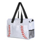 Ball Sports Print Multi-Pocket Utility Tote Bag