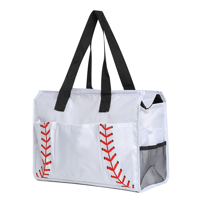 Ball Sports Print Multi-Pocket Utility Tote Bag