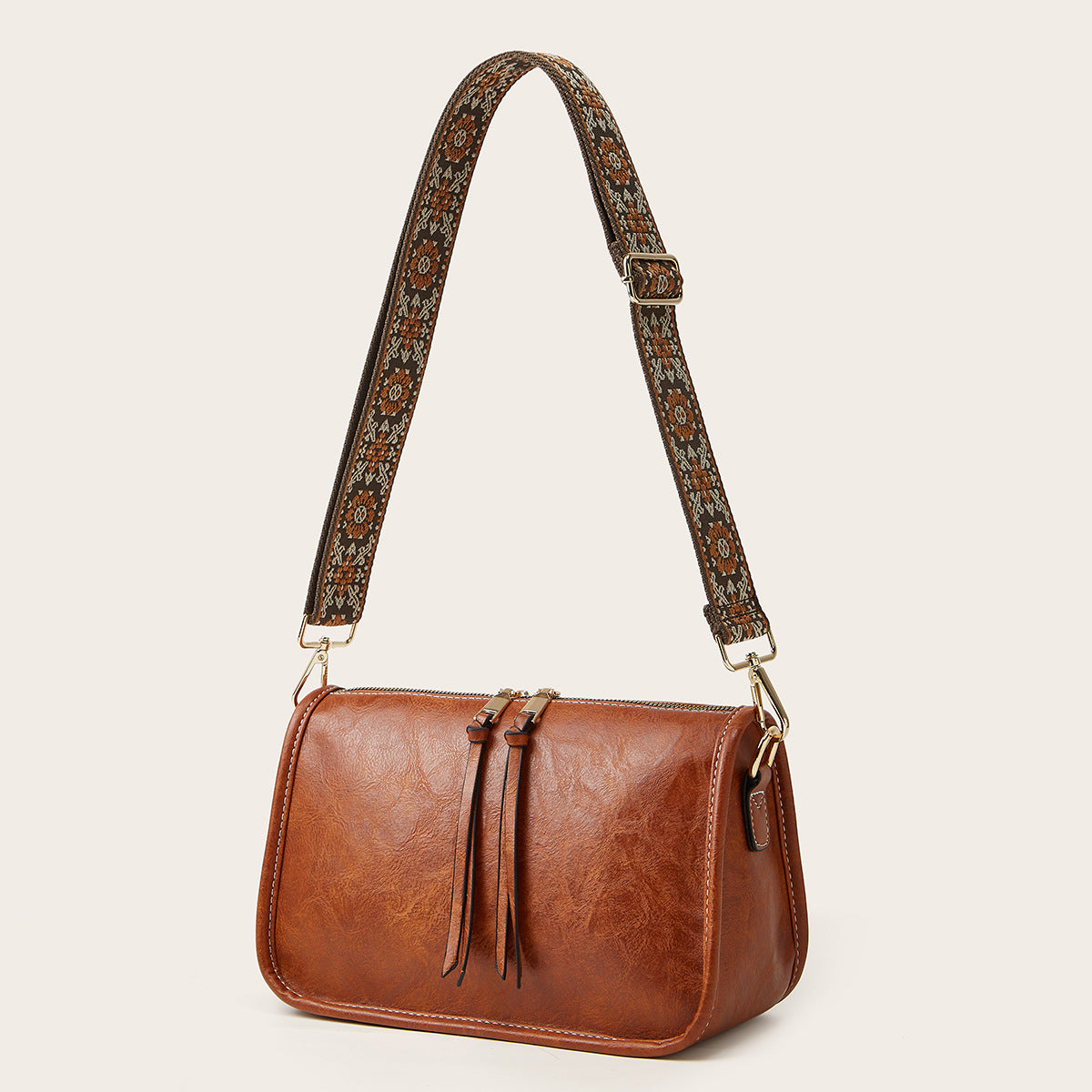 Retro Solid Color Crossbody Bag