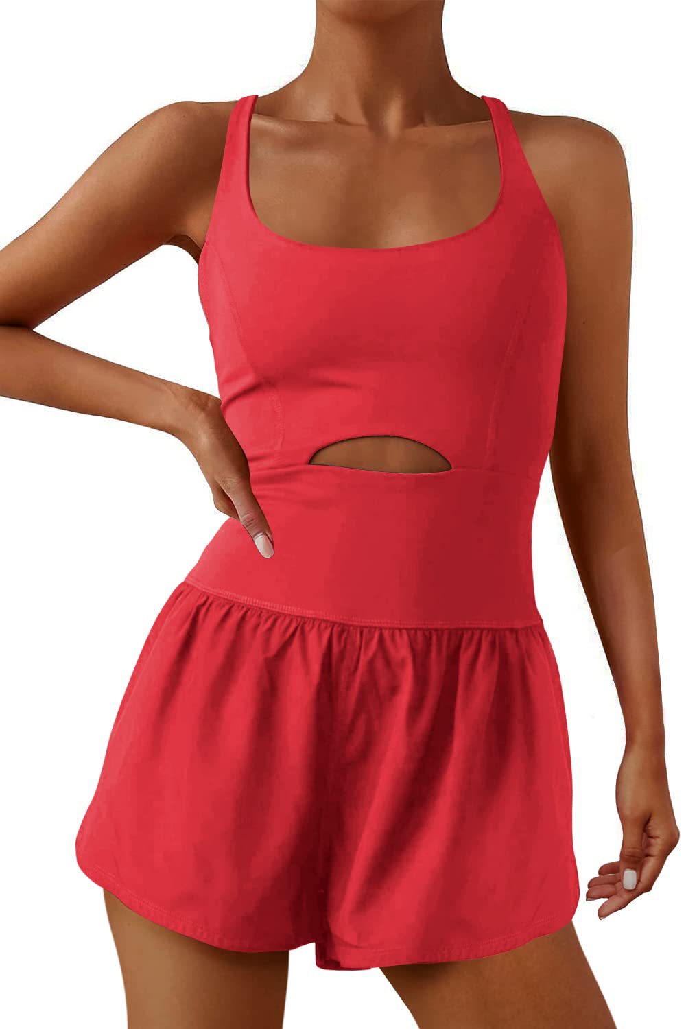 Cross Cutout Short Sports Romper