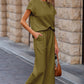 Textured Top and Wide-leg Pants Set