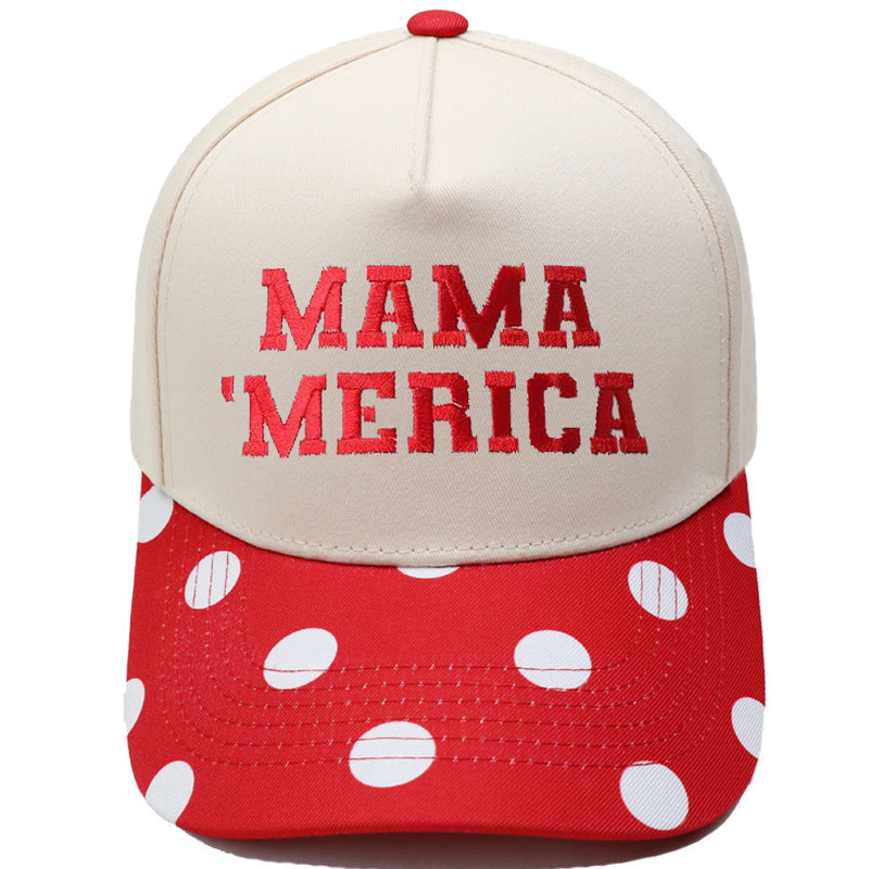 Embroidered "MAMA MERICA" Trucker Hat – Color-Block Structured Baseball Cap