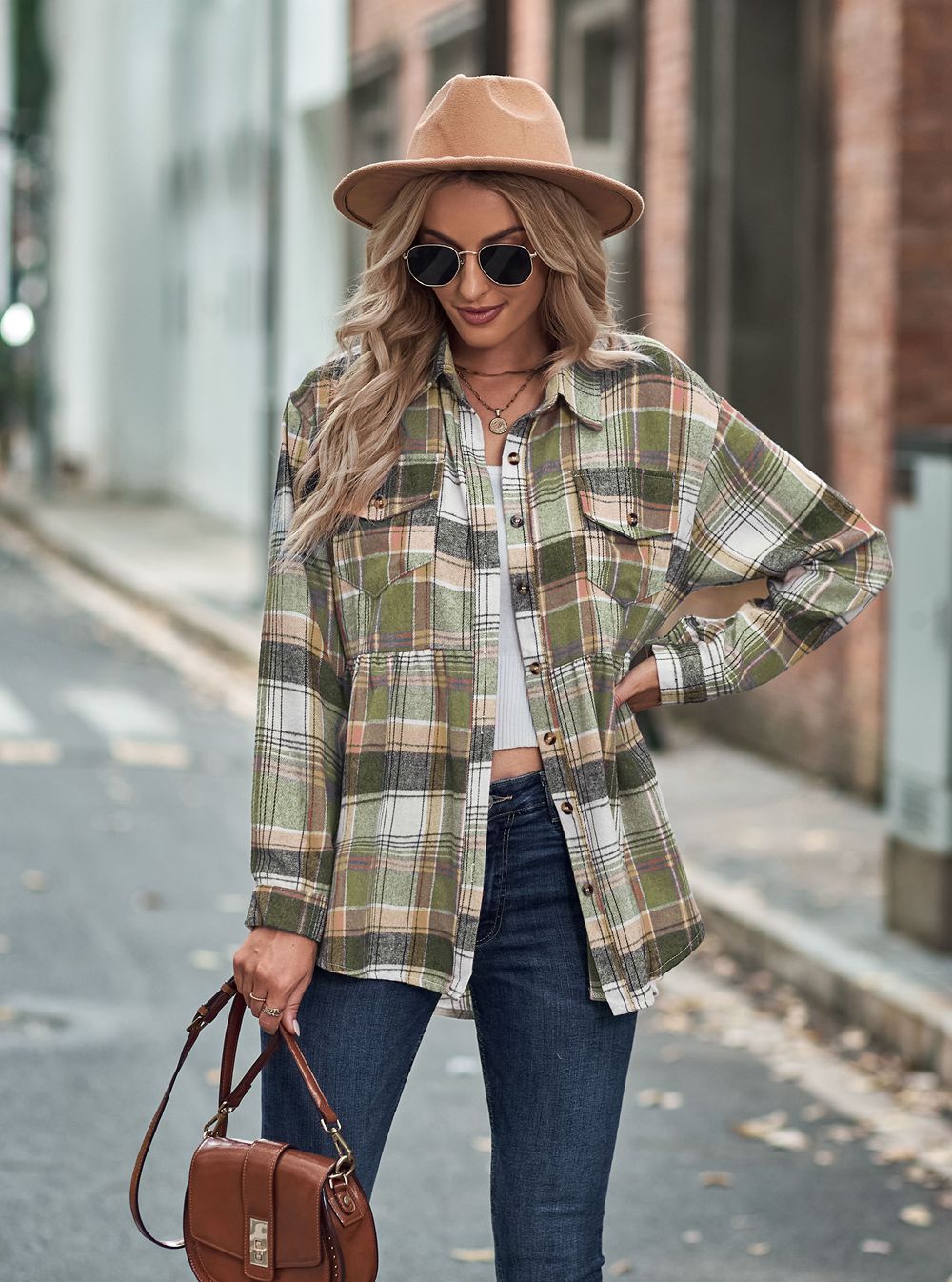 Pocket Long Sleeve Check Shirt