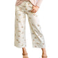 Beige Stylish Mallard Printed Cuffed Hem Shift Jeans