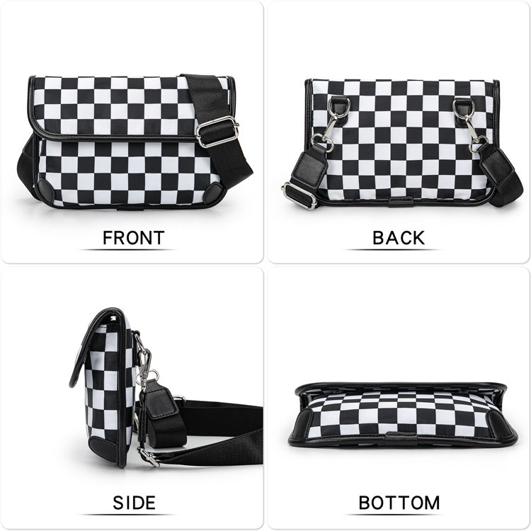 Chess Board Black Vintage Crossbody Bag Fanny Bag