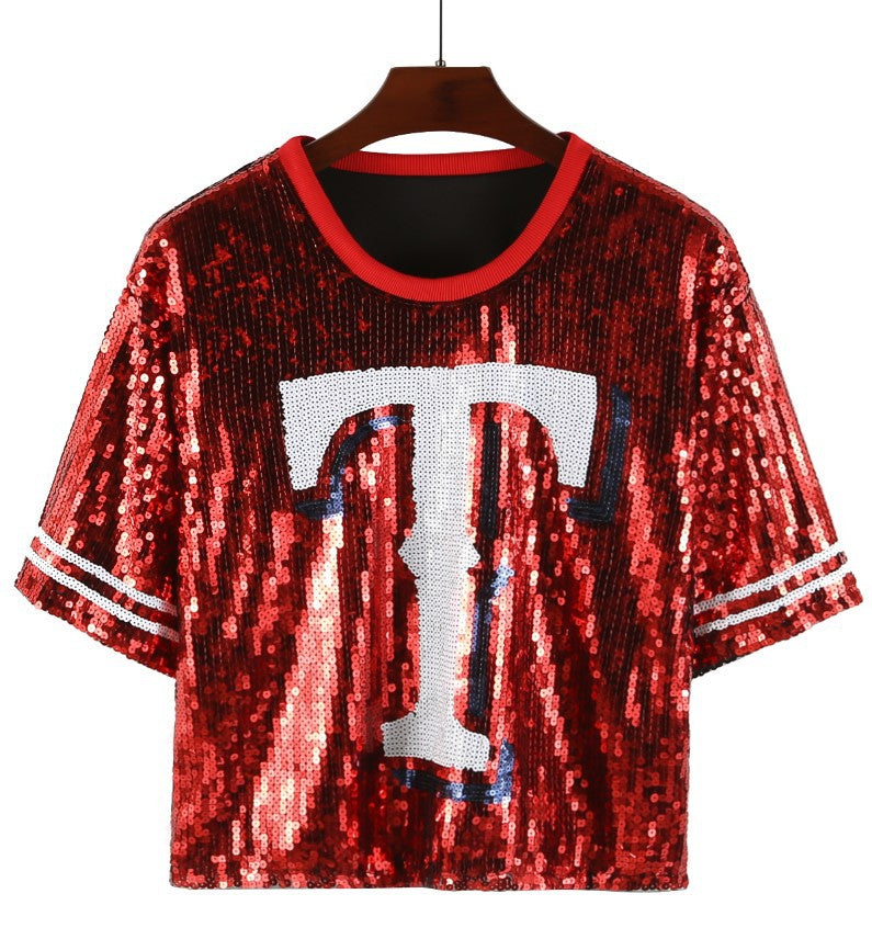 Texas Baseball Sequin Top-2 colors