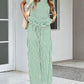 Stripe Round Neck Tee and Pant Set
