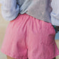 Stripe Drawstring Elastic Waist Casual Denim Shorts