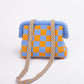 Striped Knit Cloud Frame Clutch Crossbody Bag