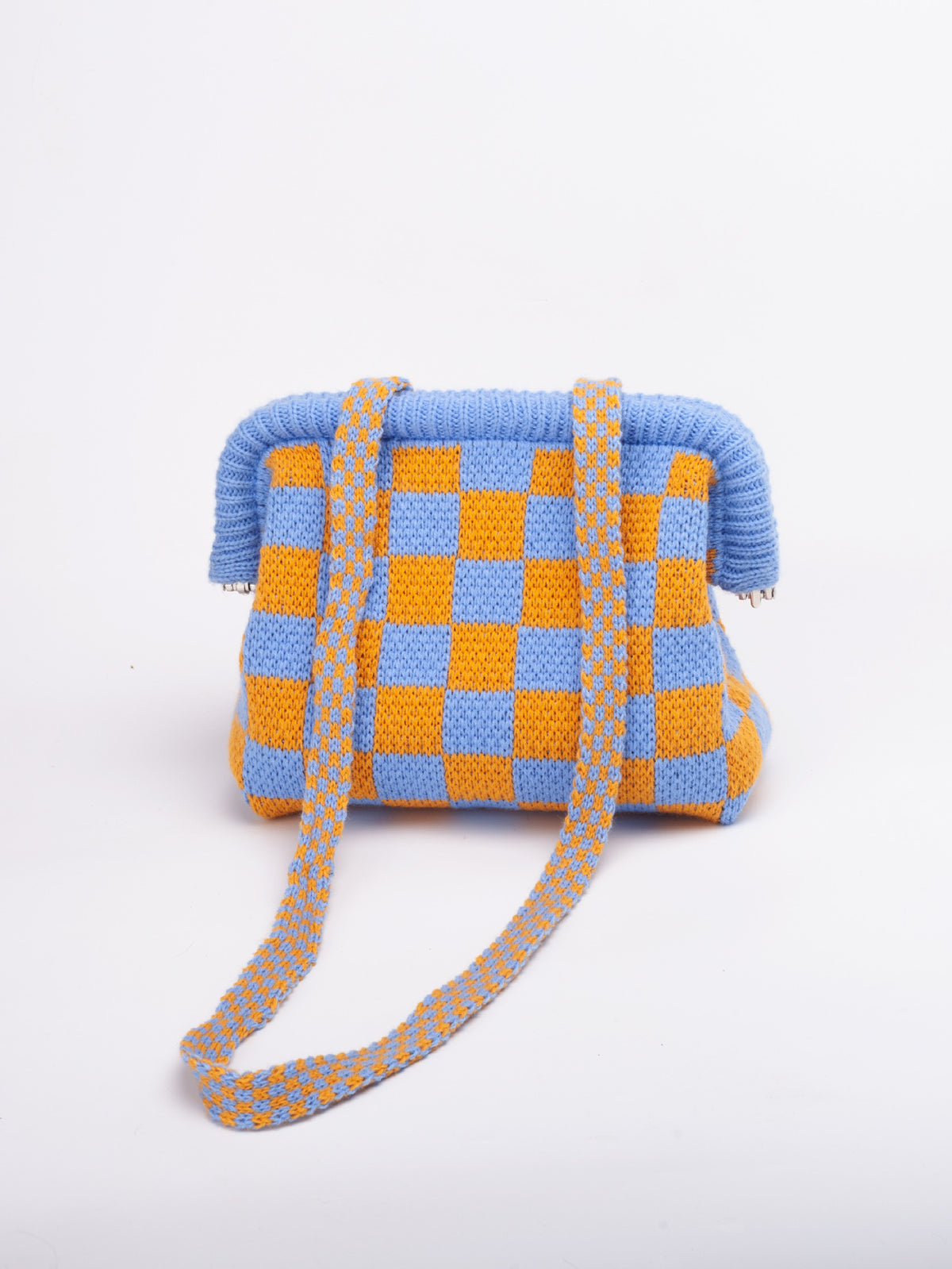 Striped Knit Cloud Frame Clutch Crossbody Bag