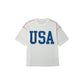 USA Graphic Half Sleeve Loose Ribbed Top