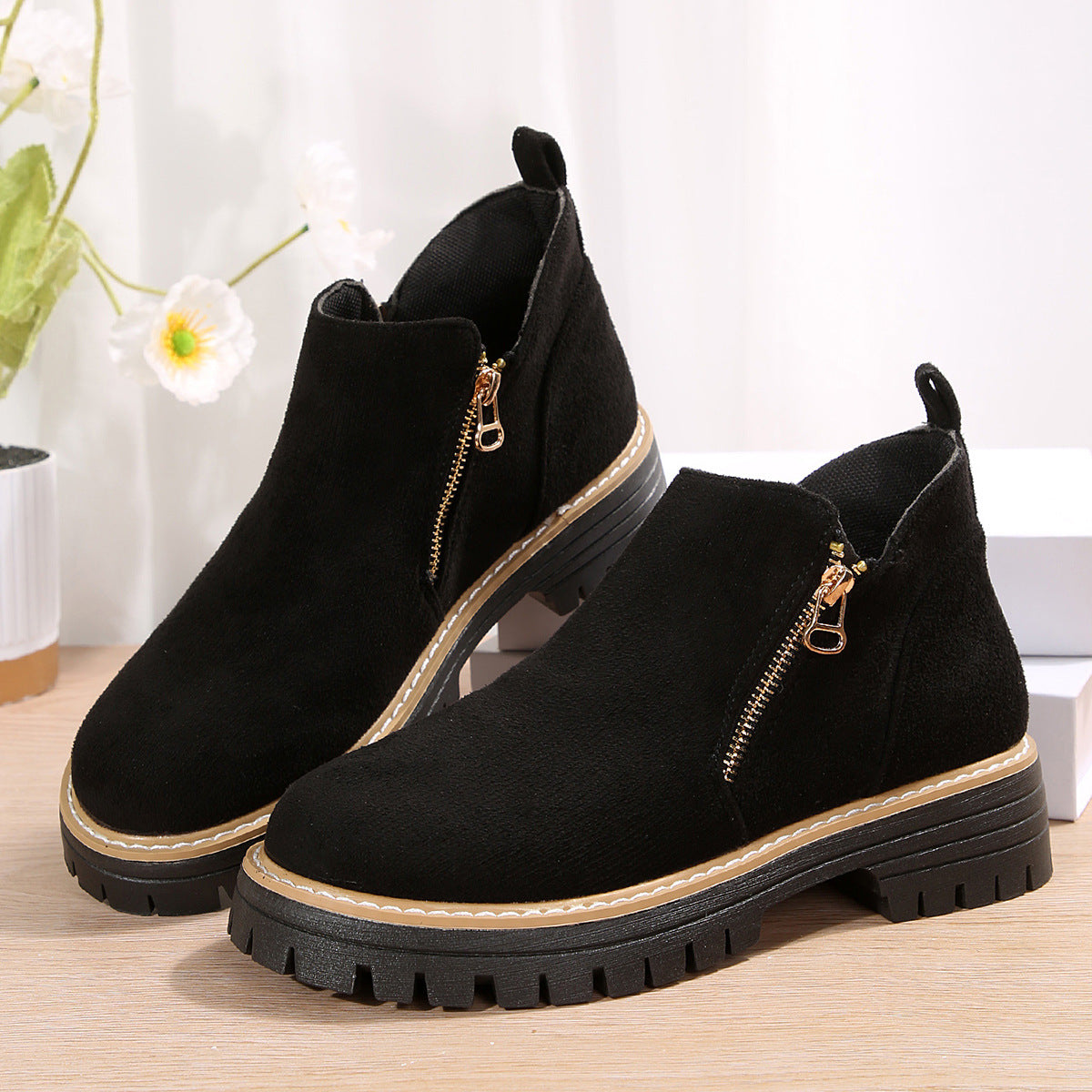 Side Zipper Ankle Boots