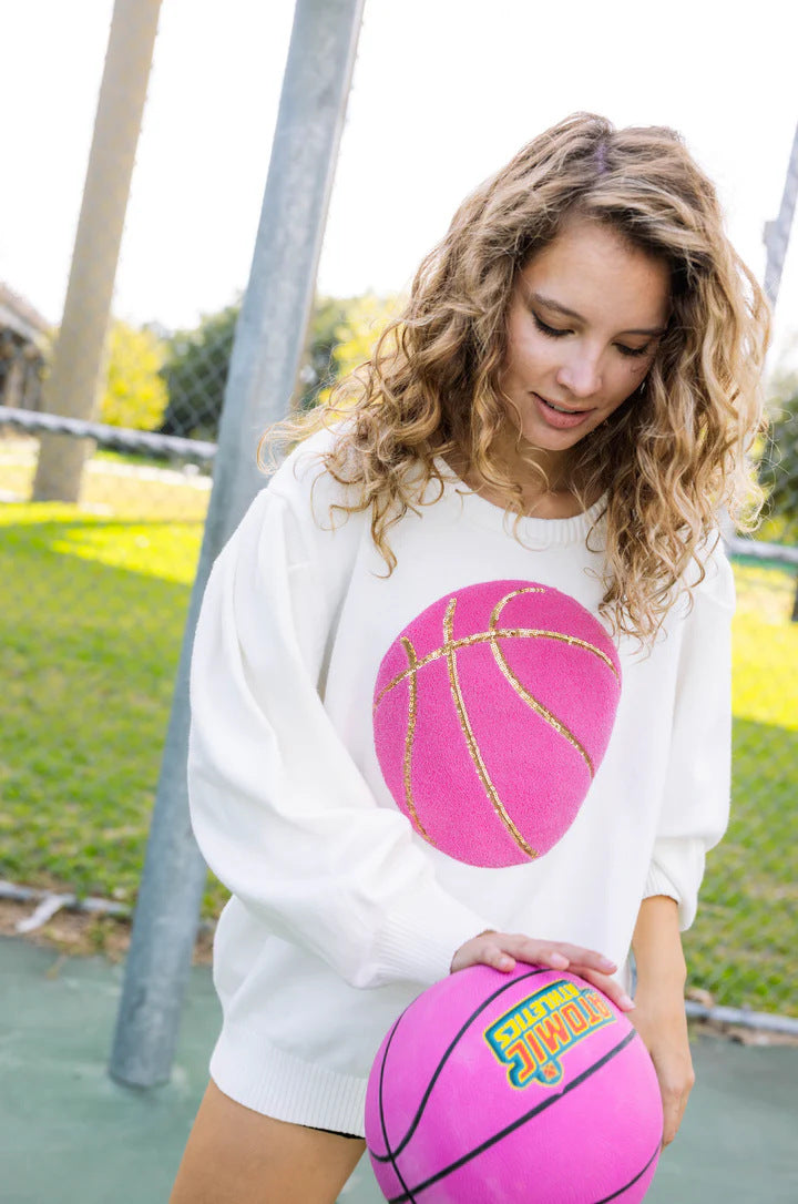 Sequin Basketball Patch Sweatshirt