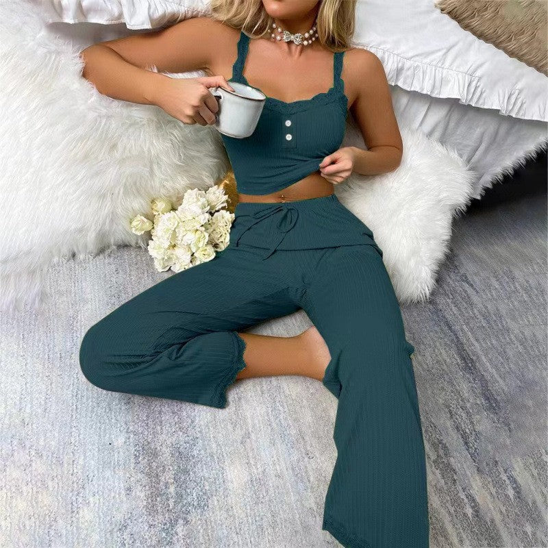 Suspender Trousers Set Thin Pajamas Can Be Worn As Home Clothes