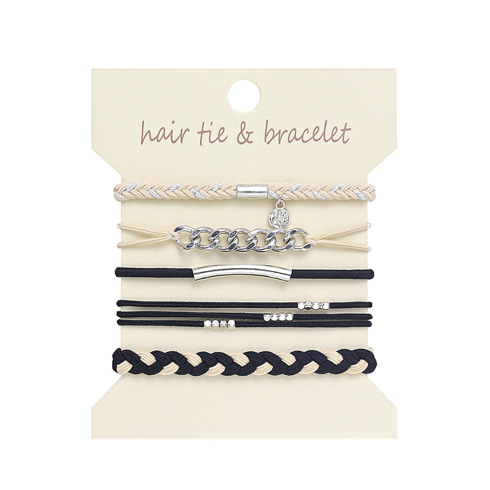 Boho 2-in-1 Hair Tie & Bracelet Set (5-Piece Pack)