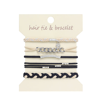 Boho 2-in-1 Hair Tie & Bracelet Set (5-Piece Pack)