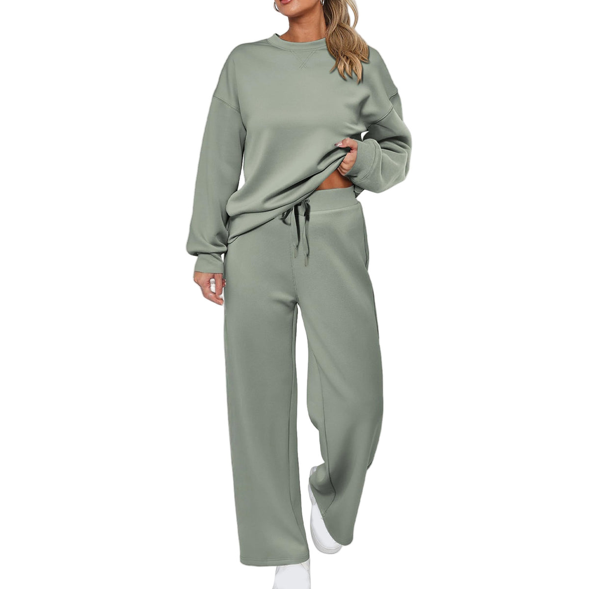 Women's Solid Two-Piece Loungewear Set