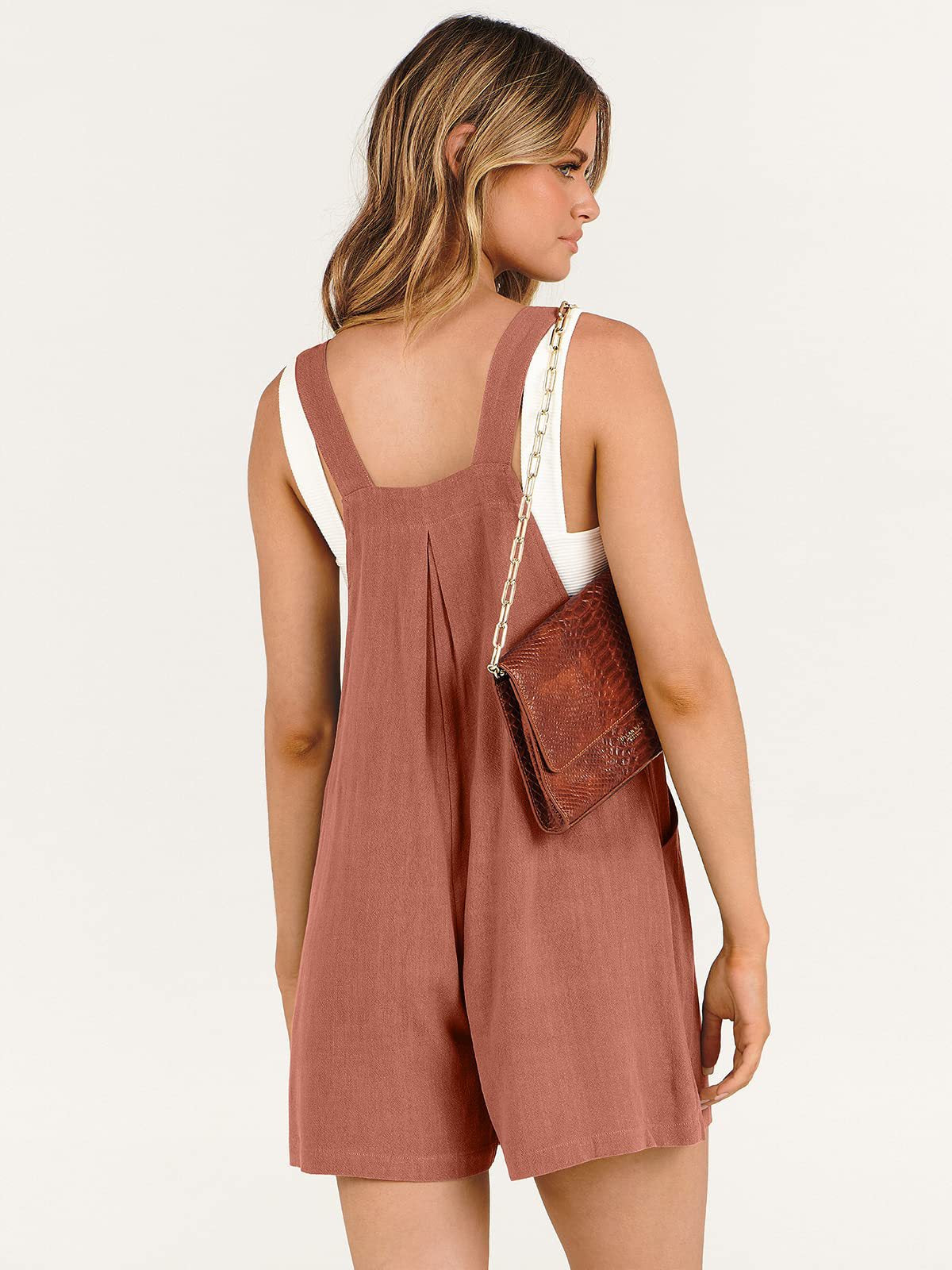 Solid Color Cotton & Linen Jumpsuit