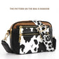 Cow Print Color Block Crossbody Bag With Adjustable Strap