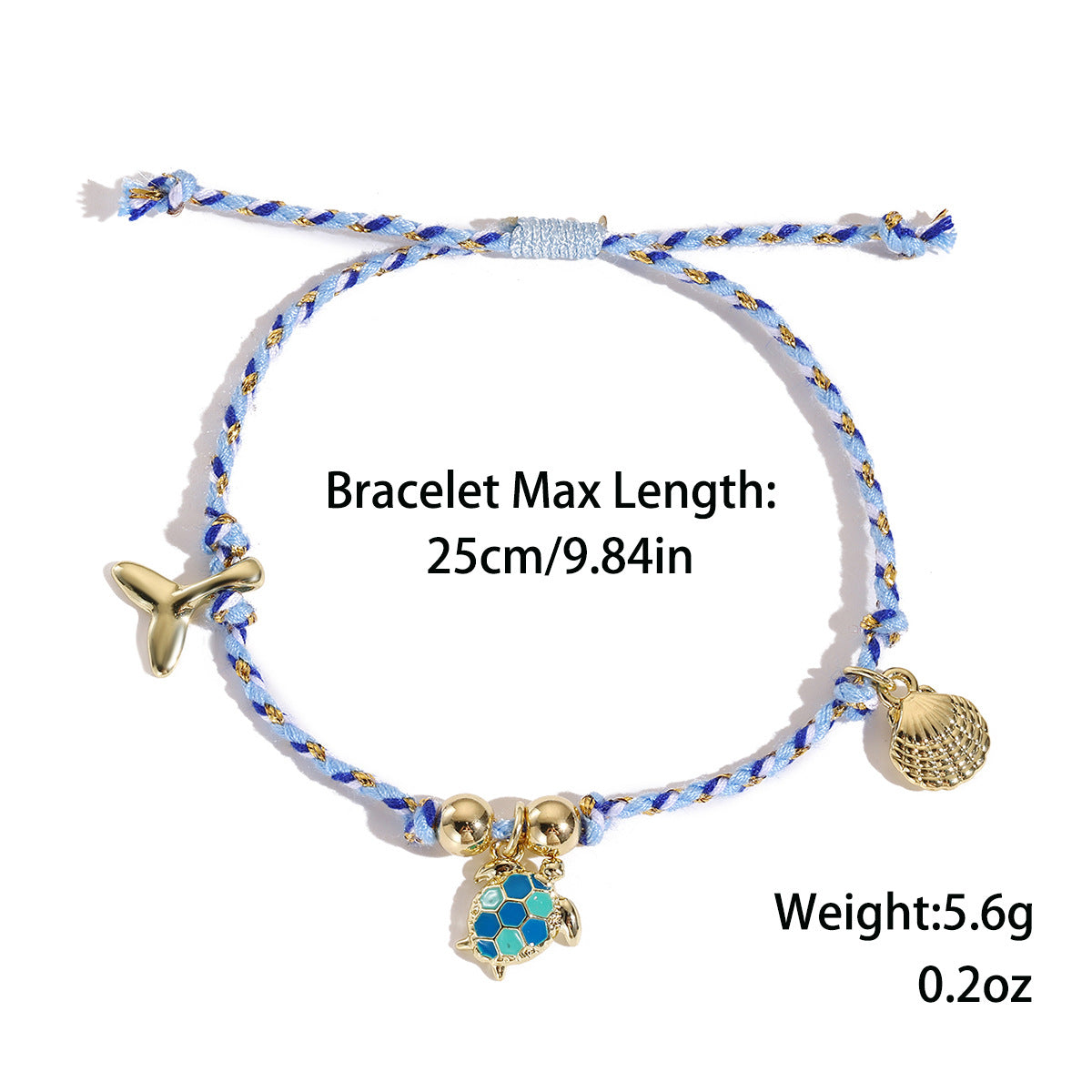 Marine Style Starfish Shell Turquoise Shell Beaded Chain Stretch Bracelets