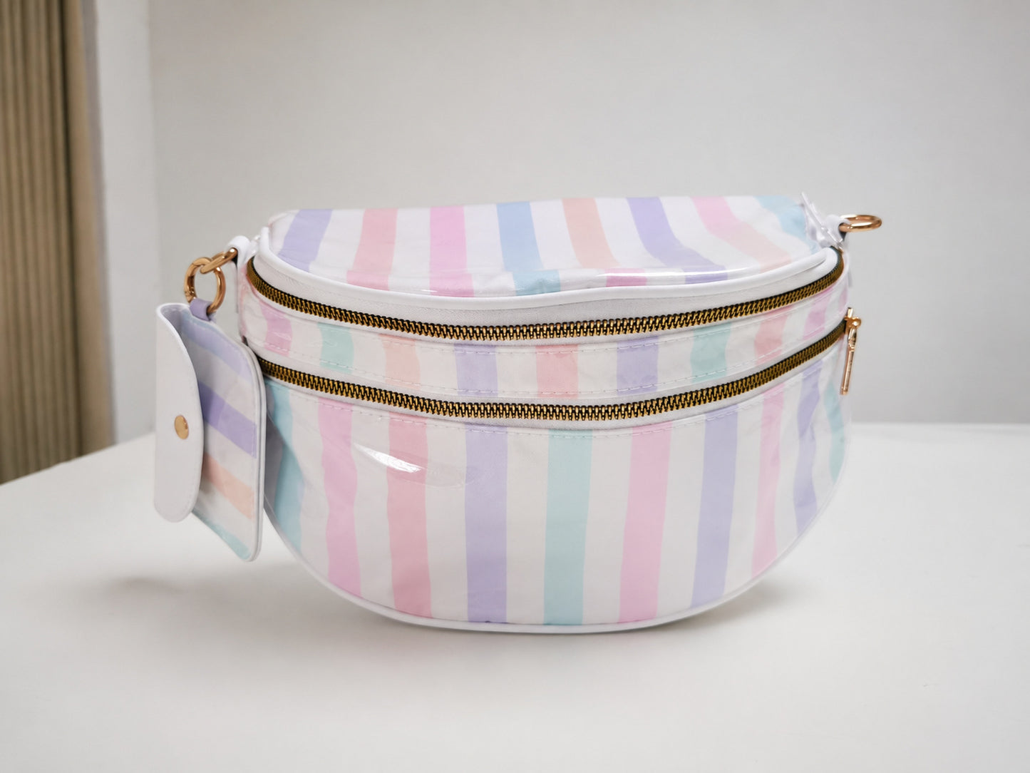 Striped Crossbody Belt Bag with Coin Pouch