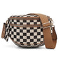 Checkered Crossbody Bag with Detachable Pouch
