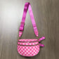 Checkered Crossbody Bag with Detachable Pouch
