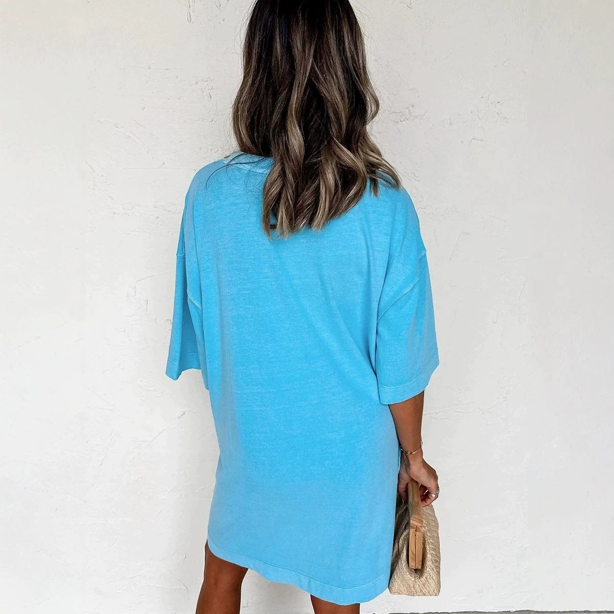 Drop Shoulder Loose Casual T Shirt Mini Dress