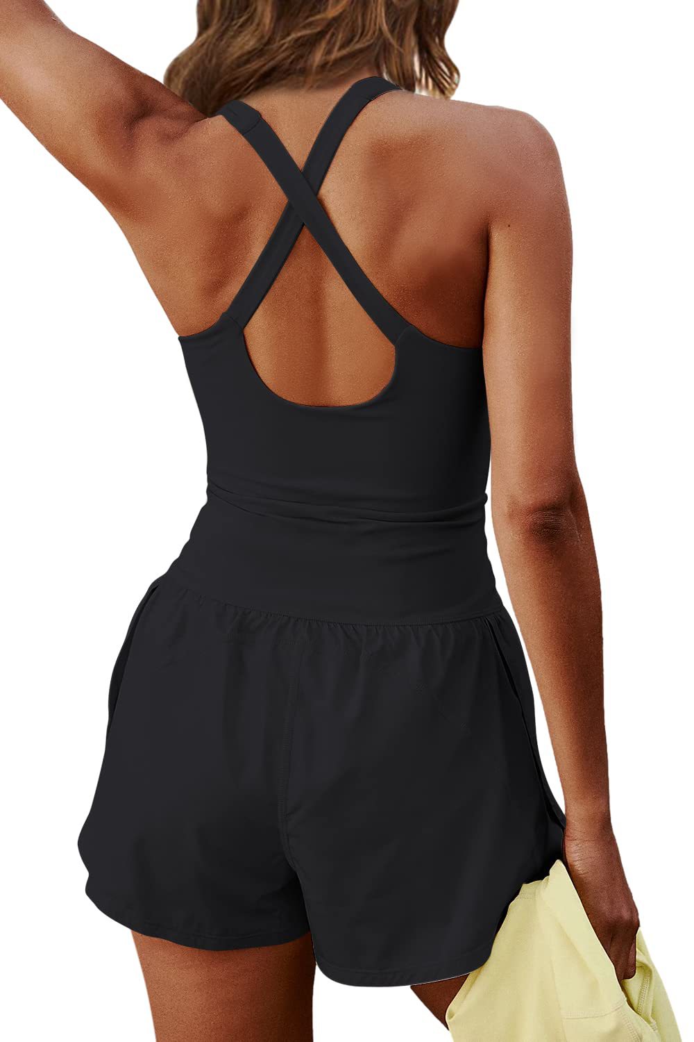 Cross Cutout Short Sports Romper