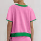 2Pcs Set Colorblock Edge Drop Shoulder T Shirt and Skirt