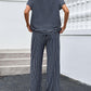Stripe Round Neck Tee and Pant Set