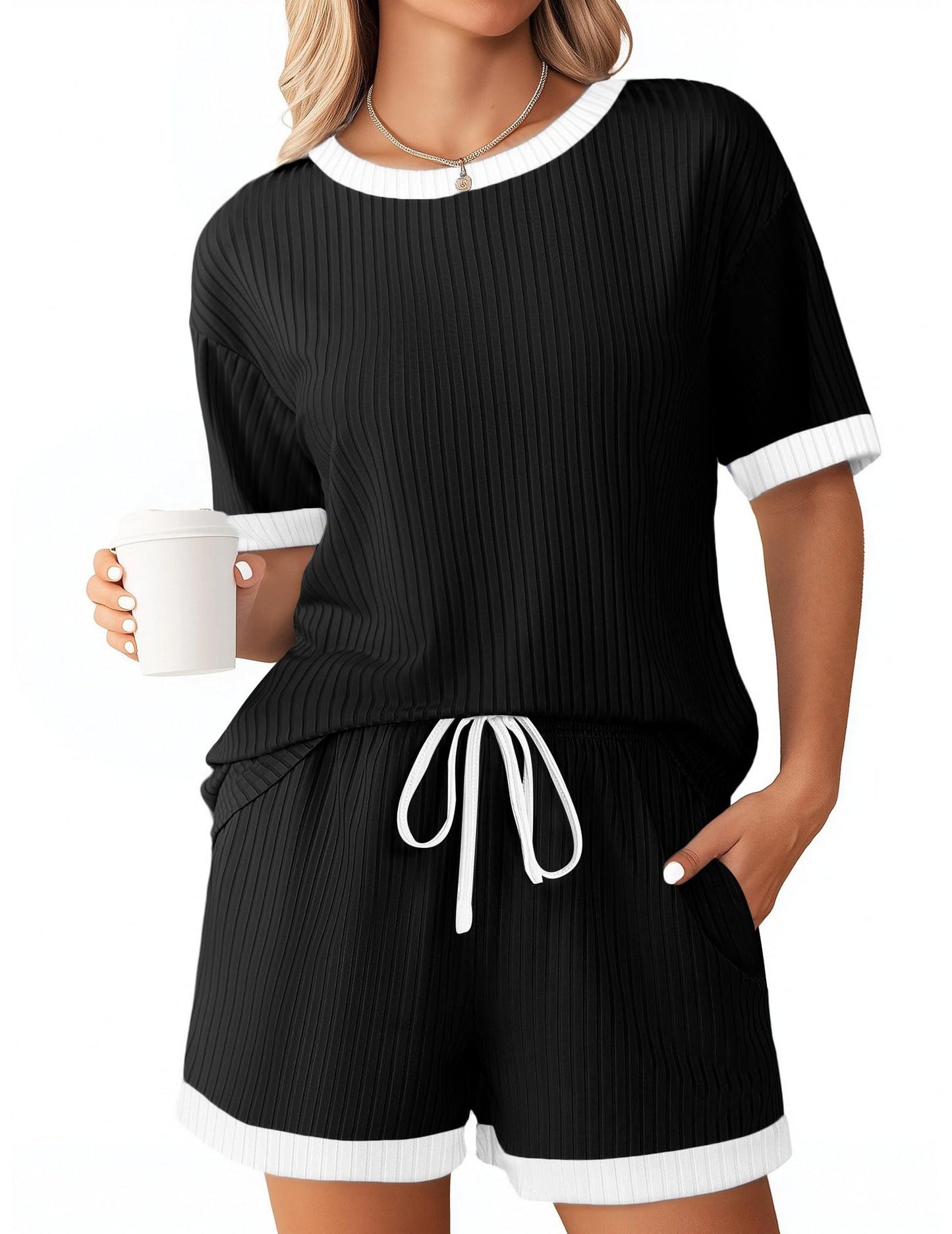 Cozy Ribbed Contrast Lounge Set