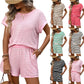 The Color-Blocked Striped Short Set