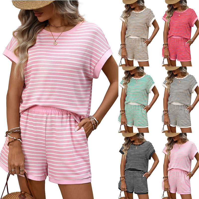 The Color-Blocked Striped Short Set