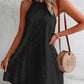 Boho Eyelet Pattern Halter Neck Sleeveless Dress