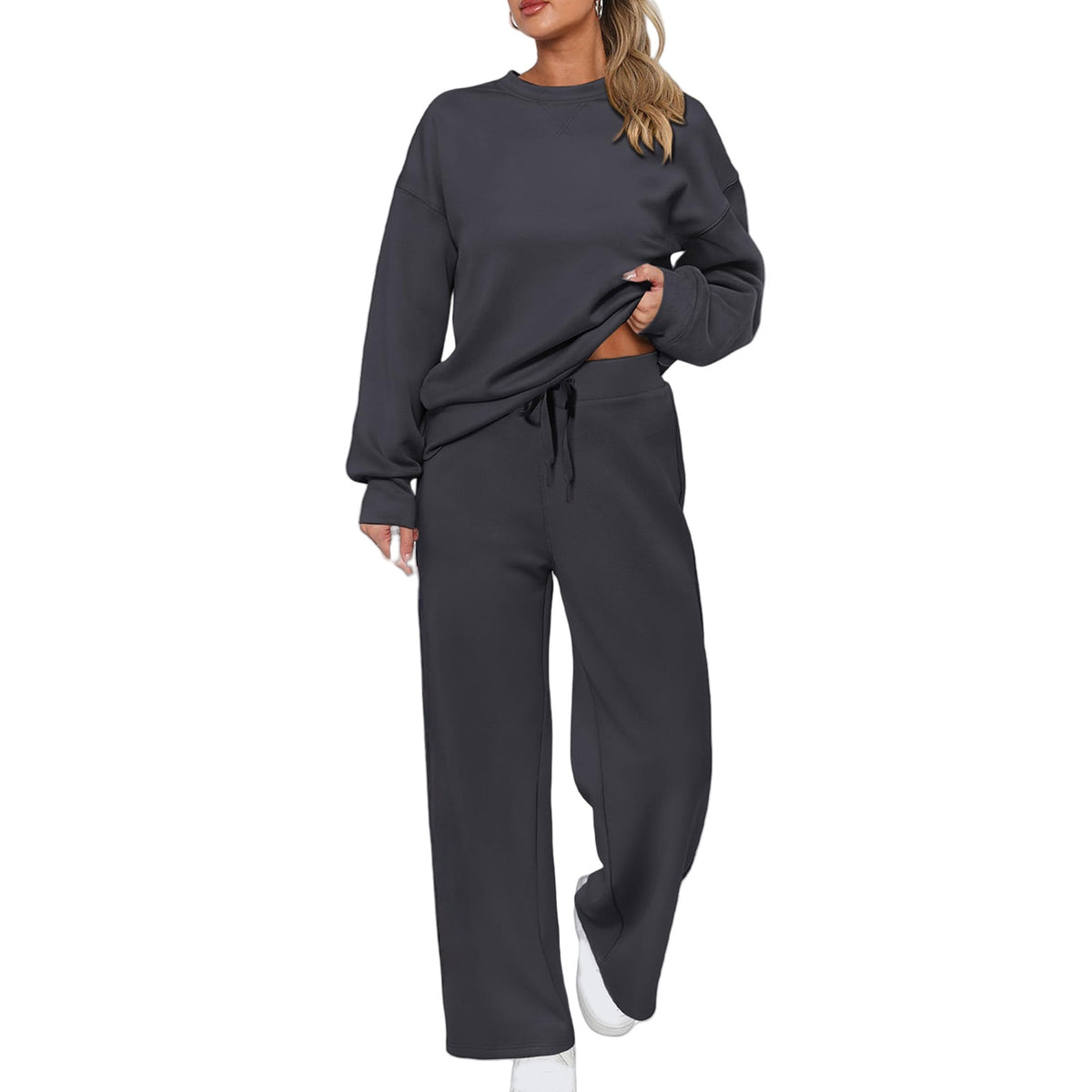 Women's Solid Two-Piece Loungewear Set