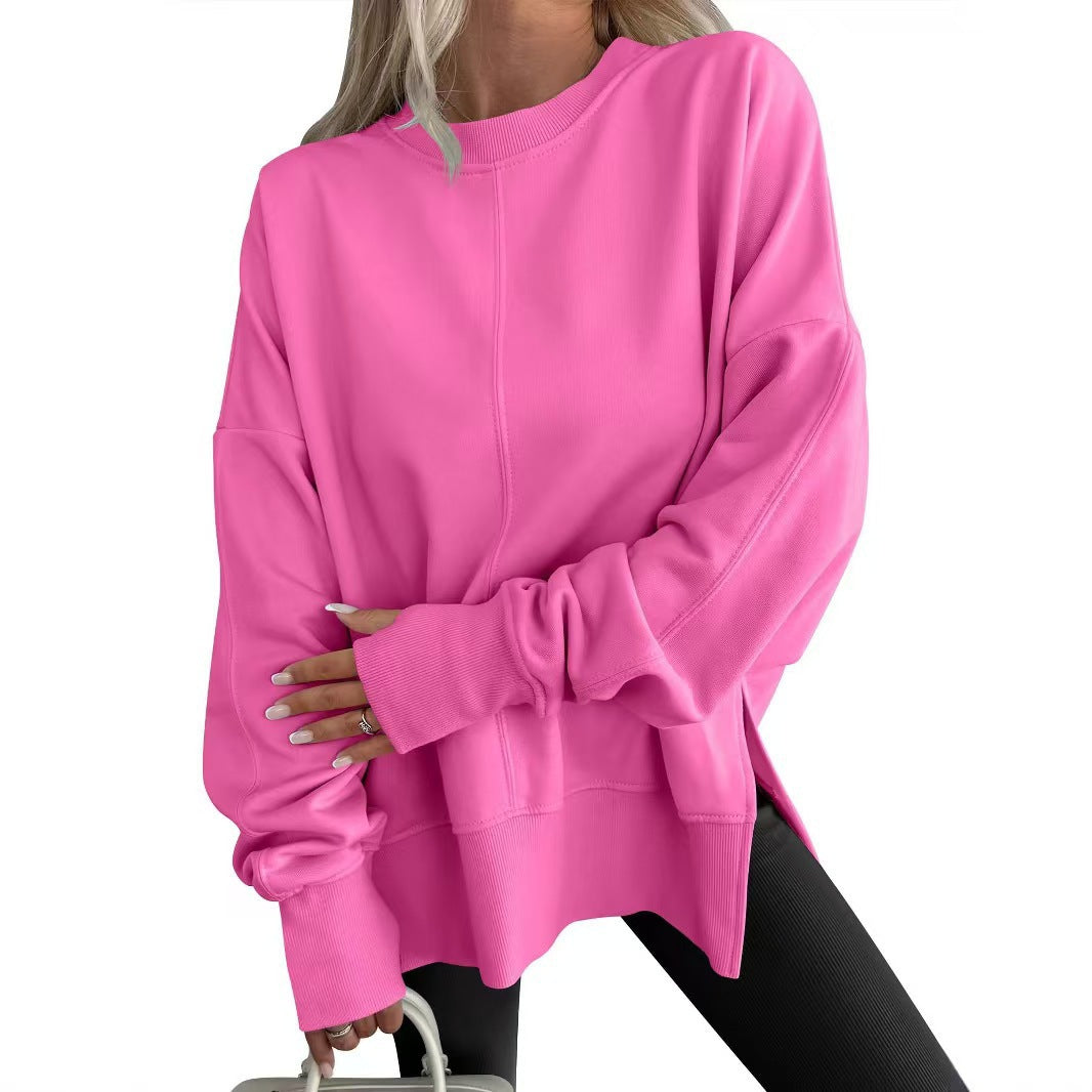 Side-slit Panelled Crew-neck Sweatshirt
