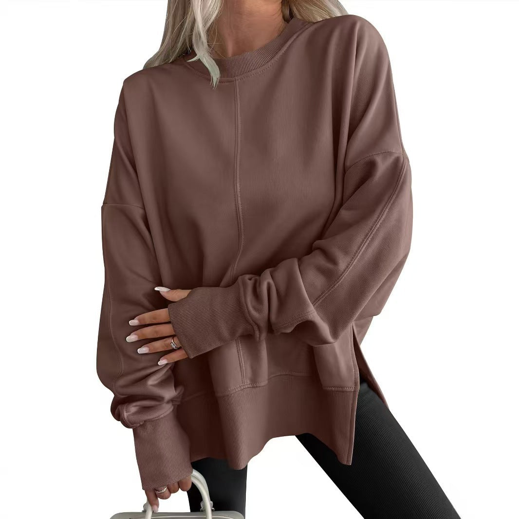 Side-slit Panelled Crew-neck Sweatshirt