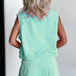 Two Pieces Mineral Wash Cotton Tank Top Lined Split Athletic Skirt Set