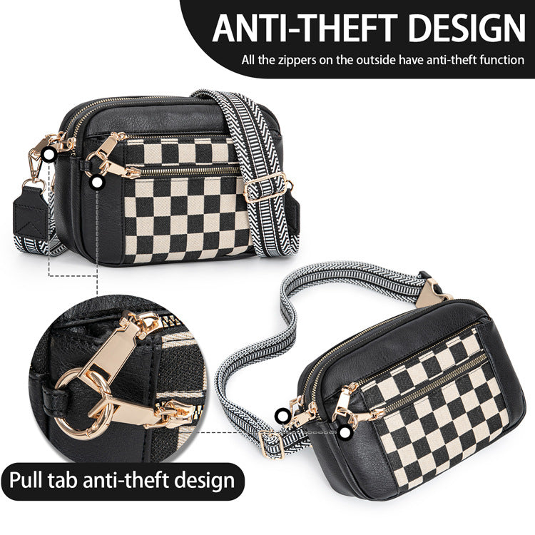 Checkered Crossbody Bags-Upgraded Anti-Theft Buckle