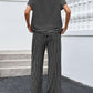 Stripe Round Neck Tee and Pant Set