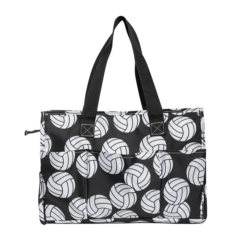 Ball Sports Print Multi-Pocket Utility Tote Bag