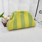 Striped Plush Kiss Lock Clutch Bag