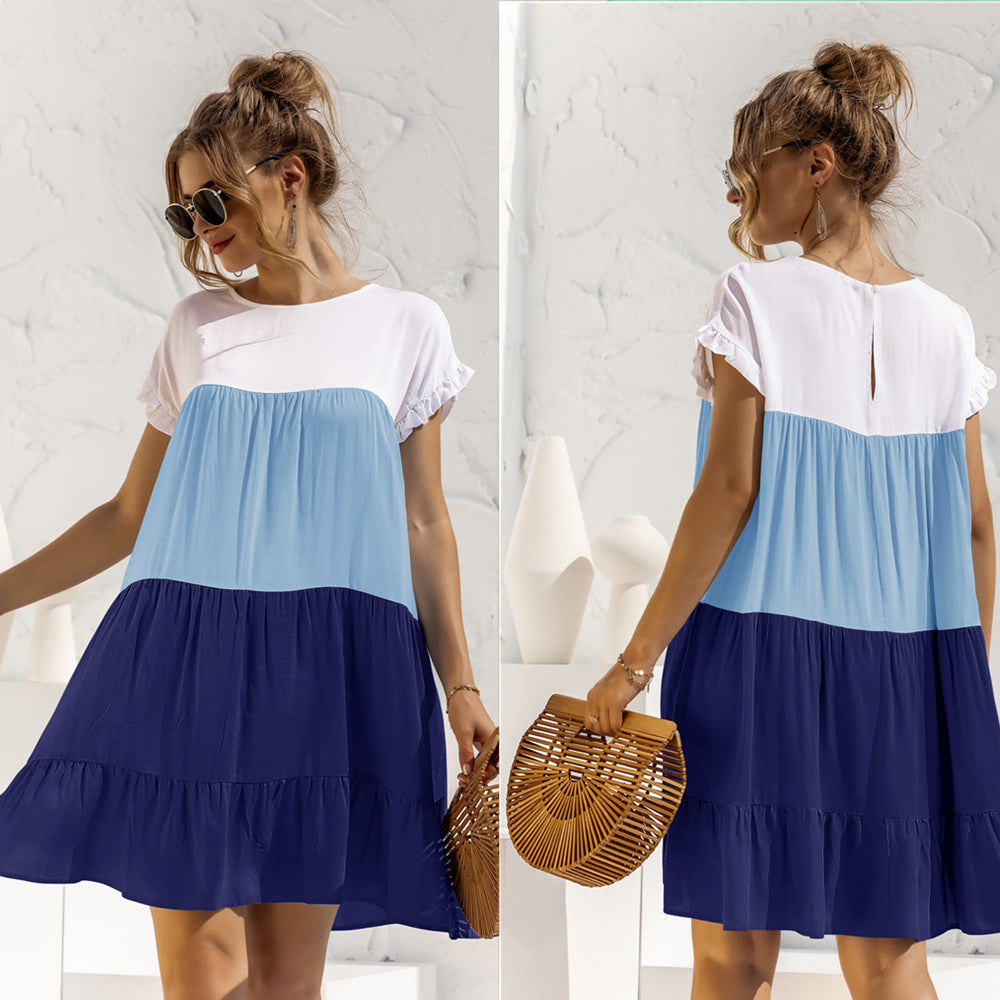 Color Block Pleated Oversized Dress-10 Colors