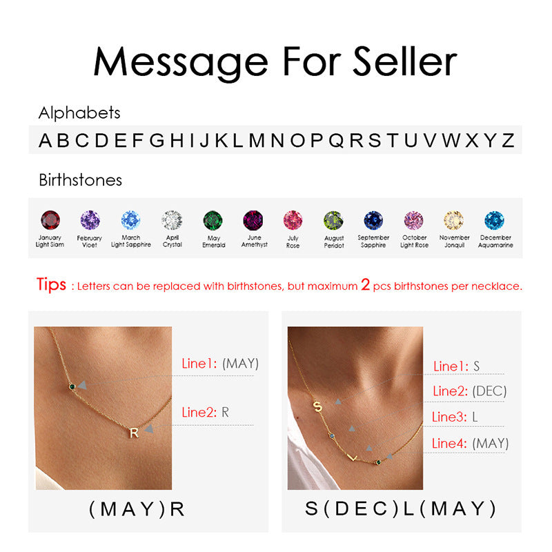 Customized December Birthstone Clavicle Necklace