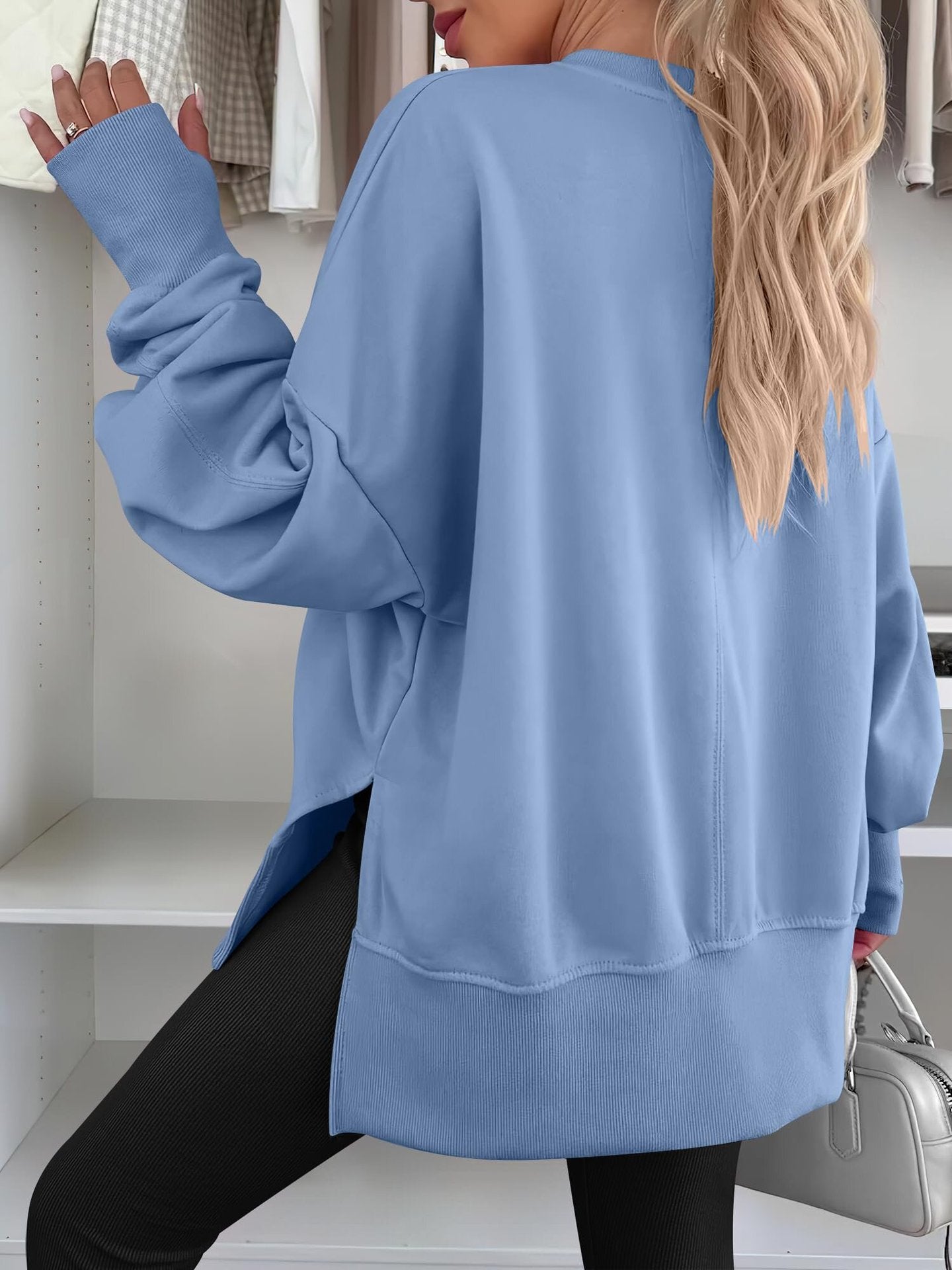 Side-slit Panelled Crew-neck Sweatshirt