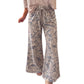 Khaki Abstract Camo Print Wide Leg Pants