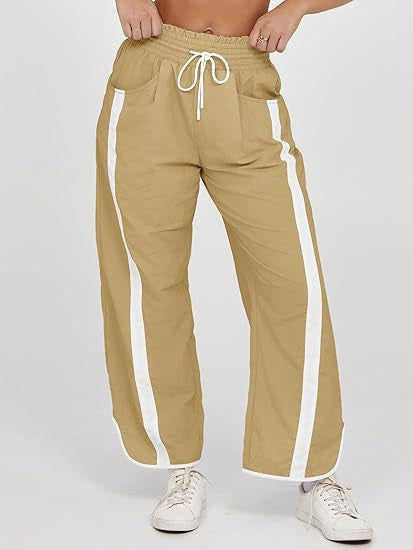 Retro Contrast Side Stripe Wide Leg Track Pants