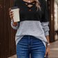 V-Neck Color Block Long Sleeve Top